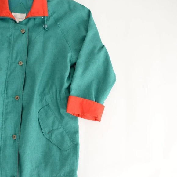 Vintage North Country Green Button and Zip Up Spring Jacket with Shoulder Pads S - Picture 6 of 13